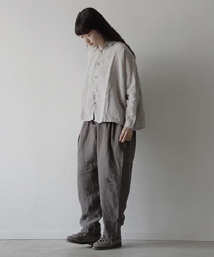 Antiquites カラーリネン シャツ (#100114)