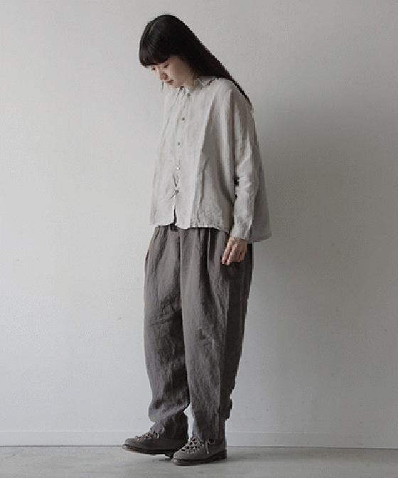 Antiquites カラーリネン シャツ (#100114)