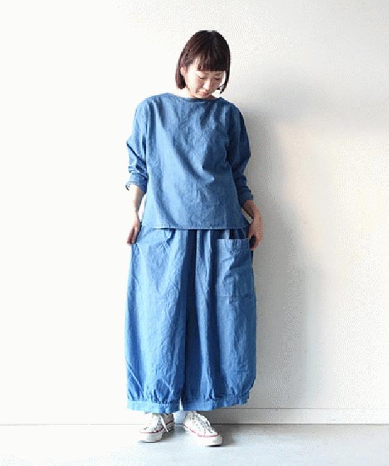 【sale 30%OFF】i c h i コットン/リネン デニム サルエルバルーンパンツ (#180135)