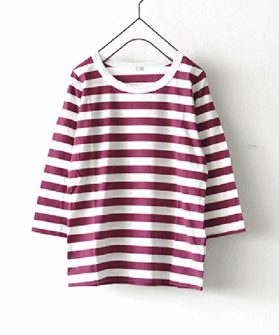【sale 50%OFF】i c h i スタンダード ボーダー 七分丈クルー Sサイズ カラーA～C (#170494-00) 