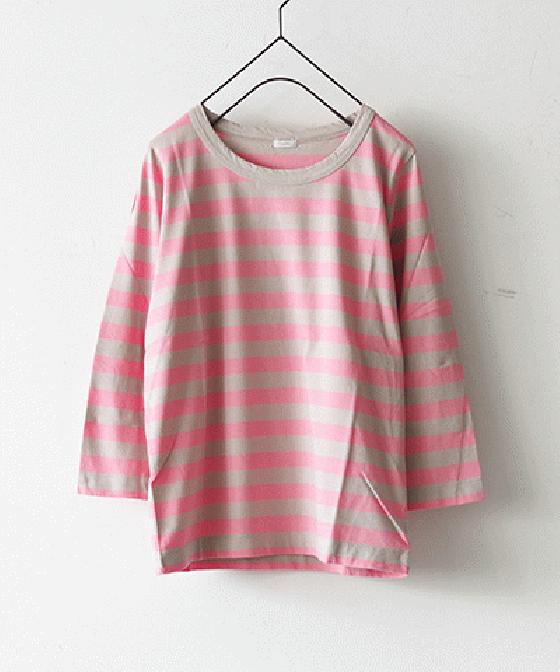 【sale 50%OFF】i c h i スタンダード ボーダー 七分丈クルー Sサイズ カラーE～H (#170494-00) 