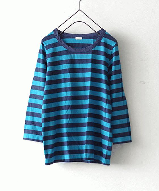 【sale 50%OFF】i c h i スタンダード ボーダー 七分丈クルー Mサイズ カラーE～H (#170494-01) 